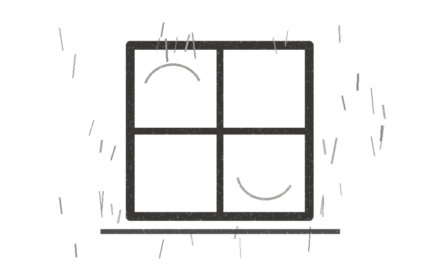 A rough printed window with rain marks